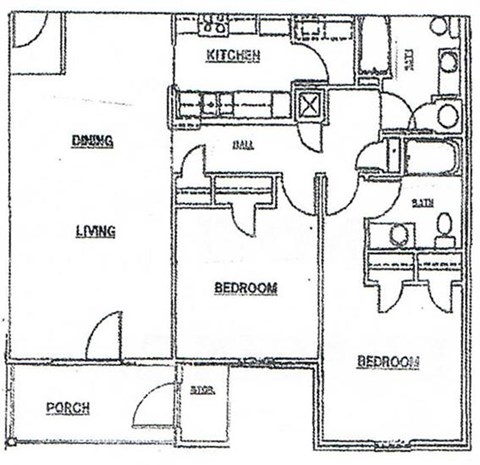 Floor plan for studio, 1078 sqft